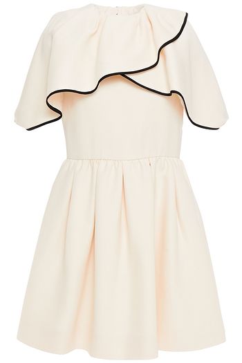 VALENTINO Ruffled wool and silk-blend crepe mini dress