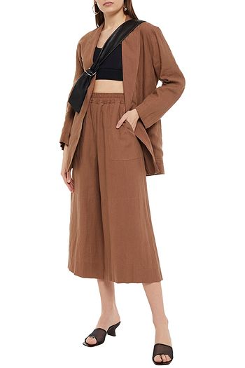 ACNE STUDIOS Cropped Hose mit weitem Bein aus Leinen