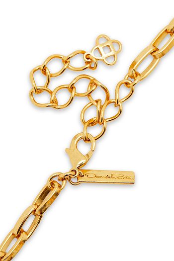 OSCAR DE LA RENTA Gold-tone, faux pearl, agate, quartz and aventurine necklace