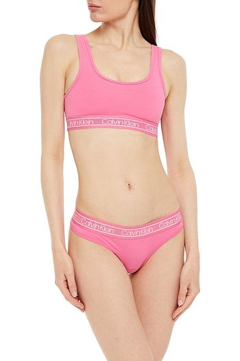 CALVIN KLEIN Monogram-trimmed stretch-cotton jersey low-rise thong