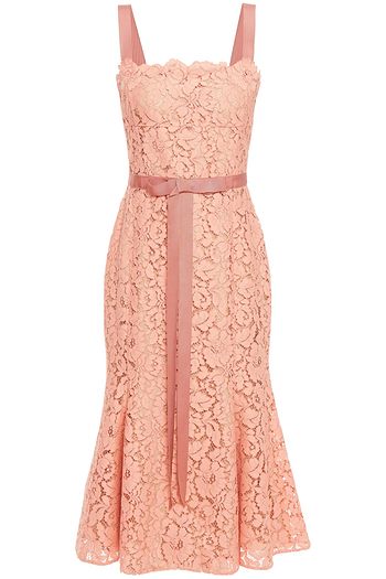 OSCAR DE LA RENTA Fluted cotton-blend corded lace midi dress