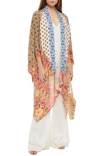 ANJUNA Paneled printed silk crepe de chine kimono
