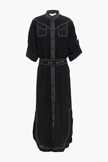 ZIMMERMANN Belted silk crepe de chine midi shirt dress