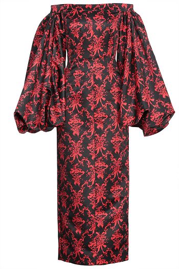 EMILIA WICKSTEAD Off-the-shoulder floral-print faille midi dress