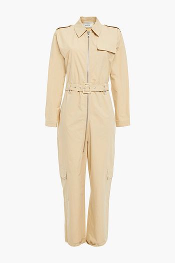 GESTUZ Belted cotton-poplin jumpsuit