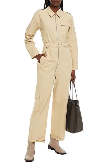 GESTUZ Belted cotton-poplin jumpsuit