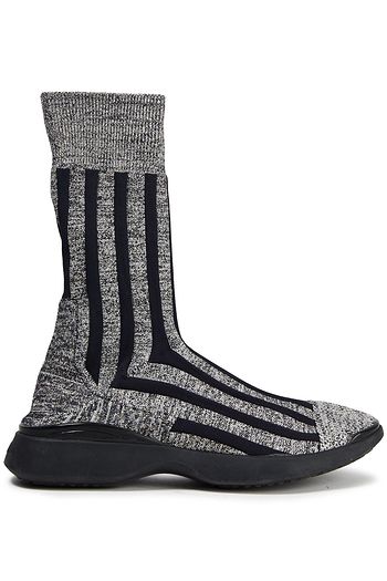 ACNE STUDIOS High-Top-Sneakers aus Stretch-Strick mit Streifen in Metallic-Optik