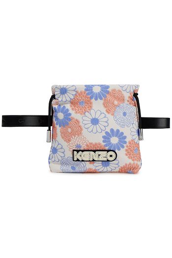 KENZO Gürteltasche aus Webstoff mit Lederbesatz und Stickereien