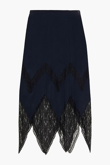 SEE BY CHLOÉ Crepe de chine and corded lace midi skirt