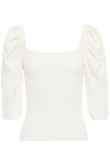 AUTUMN CASHMERE Gathered ribbed-knit top