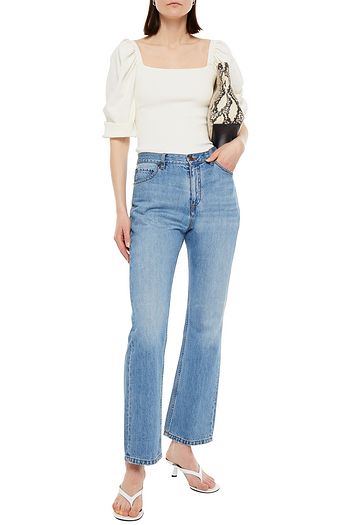 AUTUMN CASHMERE Gathered ribbed-knit top