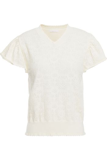 SEE BY CHLOÉ Gathered pointelle-knit top