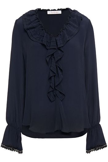 SEE BY CHLOÉ Ruffled lace-trimmed crepe de chine blouse
