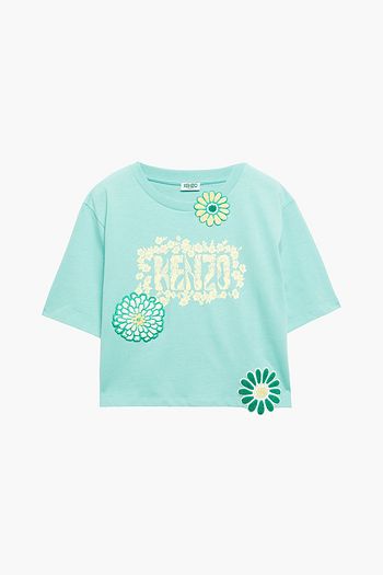 KENZO Floral-appliquéd printed cotton-jersey T-shirt