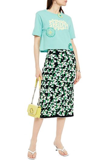 KENZO Floral-appliquéd printed cotton-jersey T-shirt