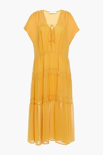 SEE BY CHLOÉ Tiered crinkled-georgette midi dress