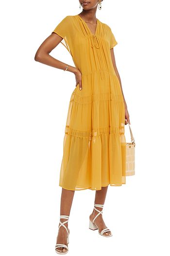 SEE BY CHLOÉ Tiered crinkled-georgette midi dress