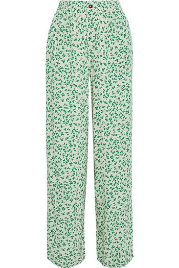 GANNI Floral-print crepe wide-leg pants