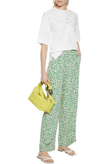 GANNI Floral-print crepe wide-leg pants