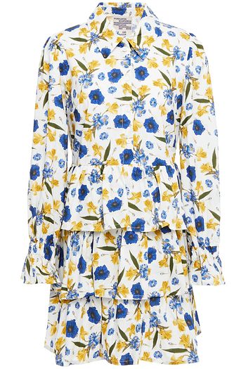 BAUM UND PFERDGARTEN Anya tiered floral-print cotton-poplin mini shirt dress