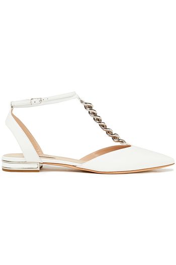 CASADEI Chain-trimmed leather point-toe flats