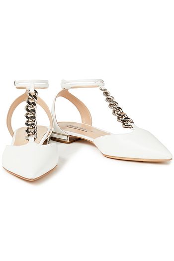 CASADEI Chain-trimmed leather point-toe flats