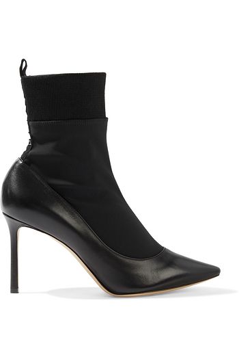 JIMMY CHOO Brandon 100 stretch-knit and leather sock boots