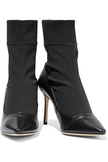 JIMMY CHOO Brandon 100 stretch-knit and leather sock boots