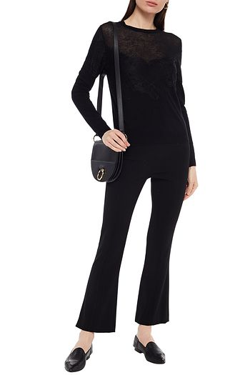 AUTUMN CASHMERE Lace-paneled cashmere sweater