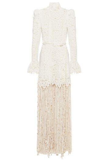 ZIMMERMANN Wavelength fringed silk macramé lace maxi dress