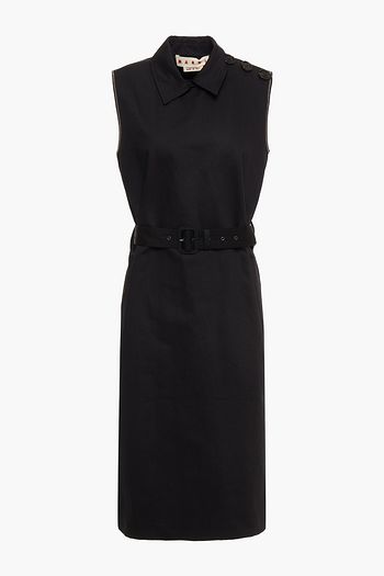 MARNI Kleid aus Gabardine aus einer Baumwoll-Leinenmischung mit Gürtel