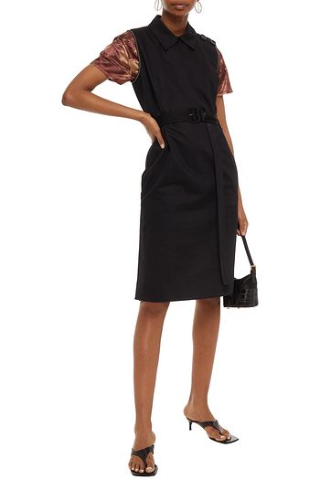 MARNI Kleid aus Gabardine aus einer Baumwoll-Leinenmischung mit Gürtel