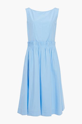 MARNI Zweifarbiges Kleid aus Baumwollpopeline mit Falten
