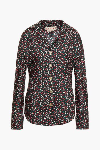 MARNI Hemd aus Seiden-Twill mit floralem Print