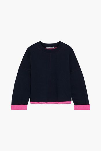 AUTUMN CASHMERE Cropped two-tone cotton-blend sweater