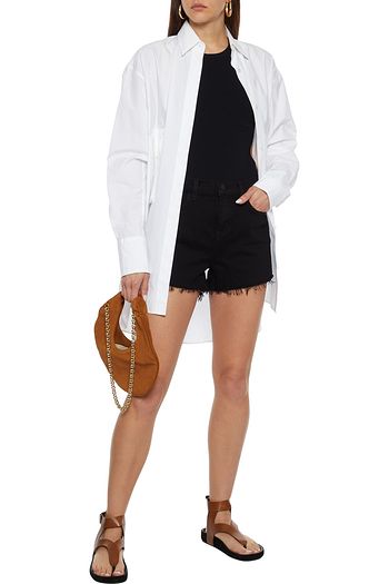 L'AGENCE Ryland frayed denim shorts