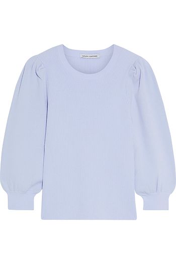 AUTUMN CASHMERE Gathered ribbed-knit sweater
