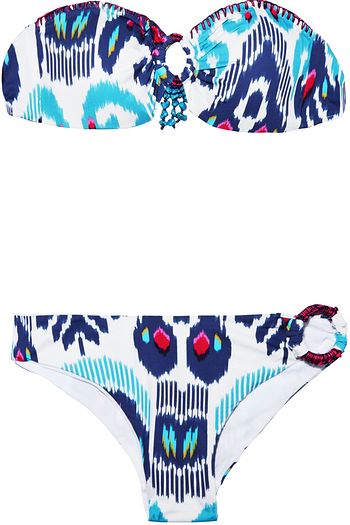 ANJUNA Ring-embellished printed bandeau bikini
