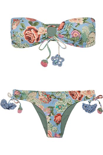 ANJUNA Vanessa bow-detailed floral-print bandeau bikini