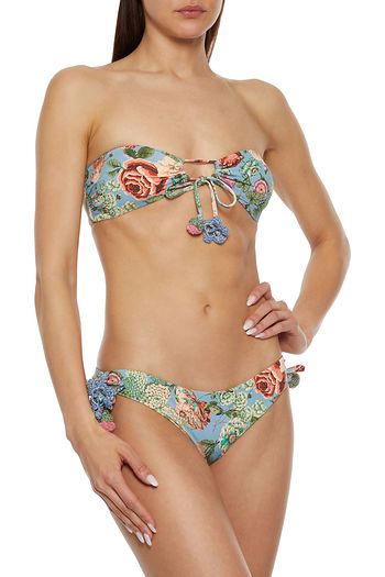 ANJUNA Vanessa bow-detailed floral-print bandeau bikini