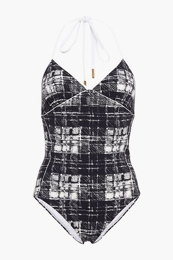 BURBERRY Printed halterneck swimsuit