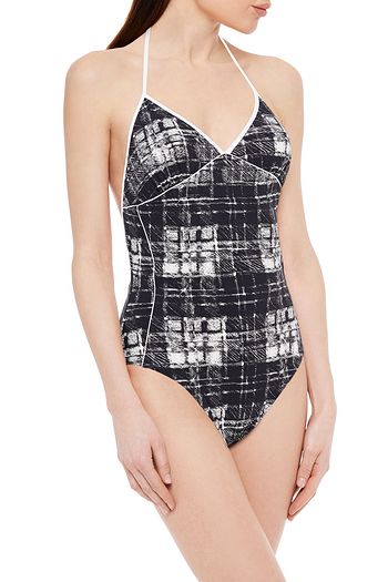 BURBERRY Printed halterneck swimsuit