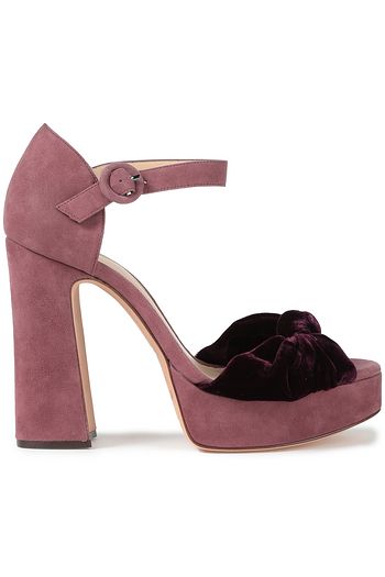 ALEXANDRE BIRMAN Quinn velvet-trimmed knotted suede platform sandals