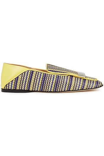 SERGIO ROSSI sr1 verzierte Loafers aus Webstoff und Leder in Metallic-Optik mit einklappbarer Fersenpartie