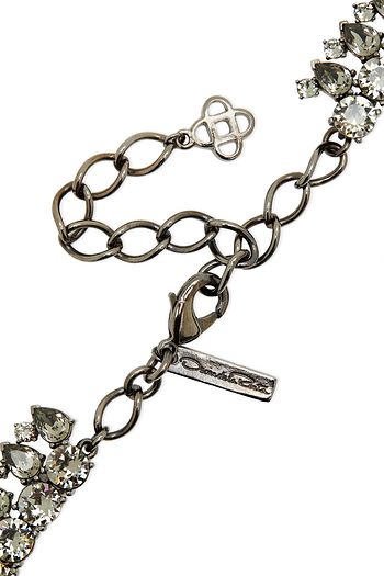 OSCAR DE LA RENTA Gunmetal-tone crystal necklace