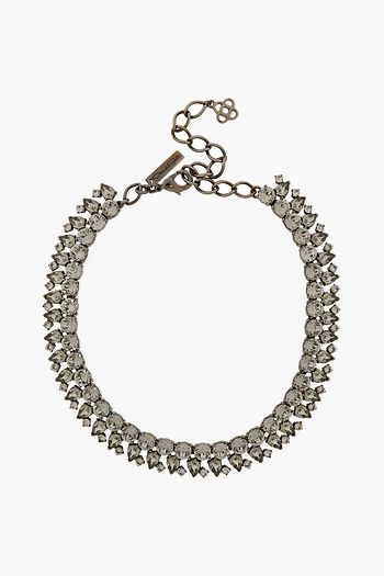OSCAR DE LA RENTA Gunmetal-tone crystal necklace
