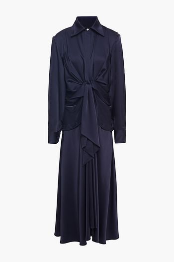 VICTORIA BECKHAM Belted satin midi shirt dress