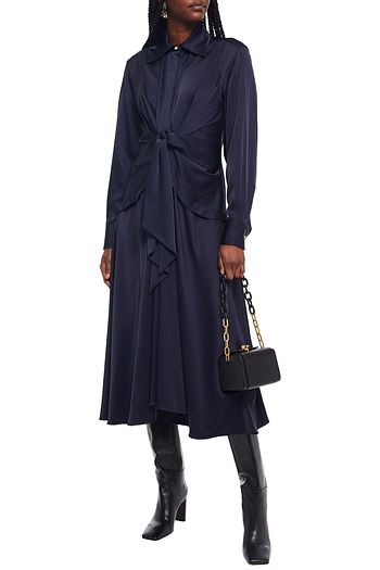 VICTORIA BECKHAM Belted satin midi shirt dress