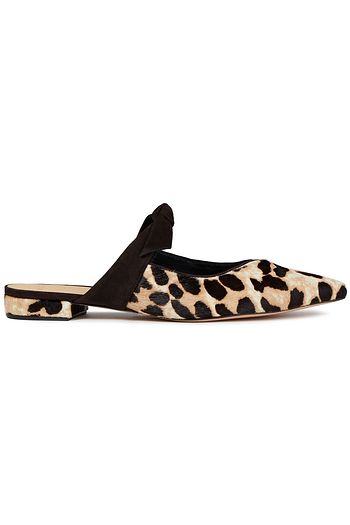 ALEXANDRE BIRMAN Clarita bow-embellished leopard-print calf hair and suede slippers