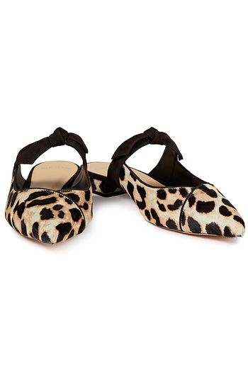 ALEXANDRE BIRMAN Clarita bow-embellished leopard-print calf hair and suede slippers